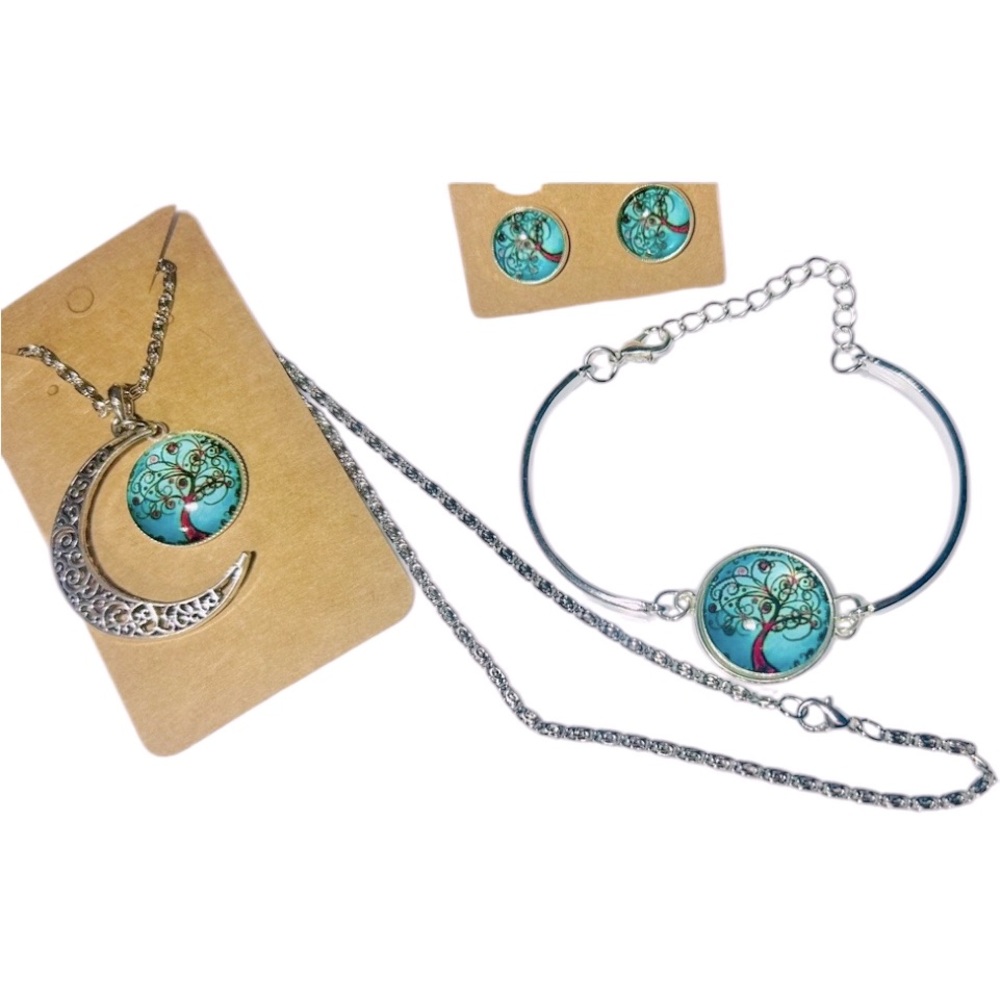 Silver Tone & Blue Fashion Jewelry